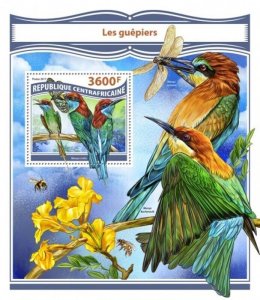 Central Africa - 2017 Bee-eaters - Stamp Souvenir Sheet - CA17809b