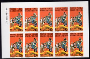 Afars & Issas 1977 Sc#432 MOTORCYCLIST Block of 10 IMPERFORATED MARGINAL BORDERS