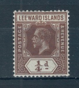 Leeward Islands 1912 1/4d brown stamp. Mint. Sg 46.