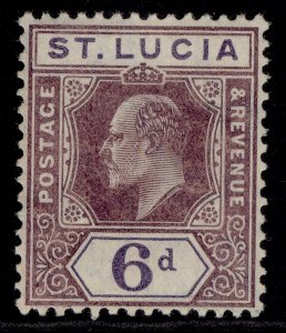 ST. LUCIA EDVII SG72ab, 6d dull purple & bright purple, VLH MINT.