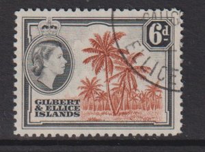 Gilbert & Ellice Islands  #67  used   1956  coconut trees 6p