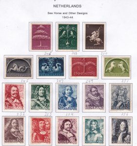 Netherlands stamps #245 - 261, MH, complete set