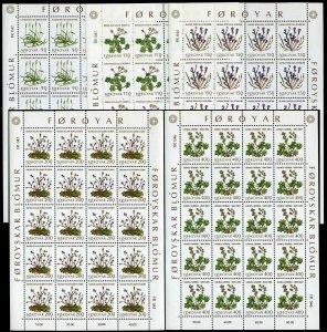 Faroe 48-52 sheets of 20,MNH.Michel 48-52. Plants 1980:Sea Plantain,Glacier,