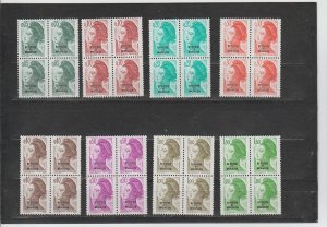 St. Pierre & Miquelon  Scott#  453-467  MNH Blocks of 4  (1986 Overprinted)