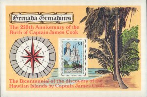 Grenada Grendines #307, Complete Set, Souvenir Sheet Only, 1978, Captain Cook...