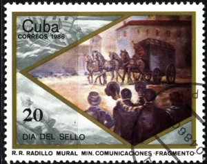 CUBA Sc# 2860 STAMP DAY philately collecting mail 20c 1986 used cto