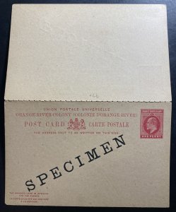 Mint Orange River Colony Stationery Reply Postcard 1902 Specimen