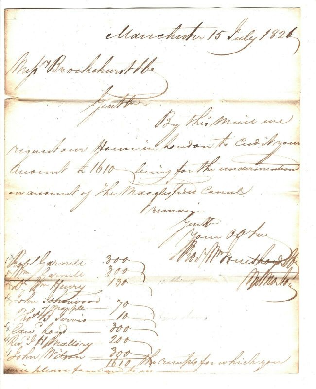 GB Cheshire HISTORIC LETTER *MACCLESFIELD CANAL* EL Manchester 1826 54.3