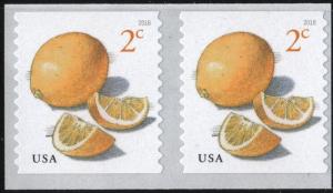 SC#5256 2¢ Meyer Lemons Coil Pair (2018) SA