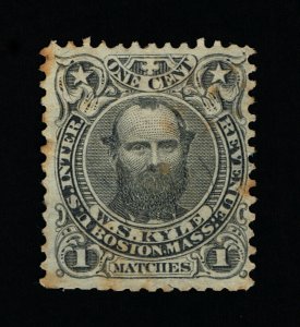 OUTSTANDING SCOTT #RO122b PRIVATE DIE W.S. KYLE MATCH CO ON SILK PAPER #13803