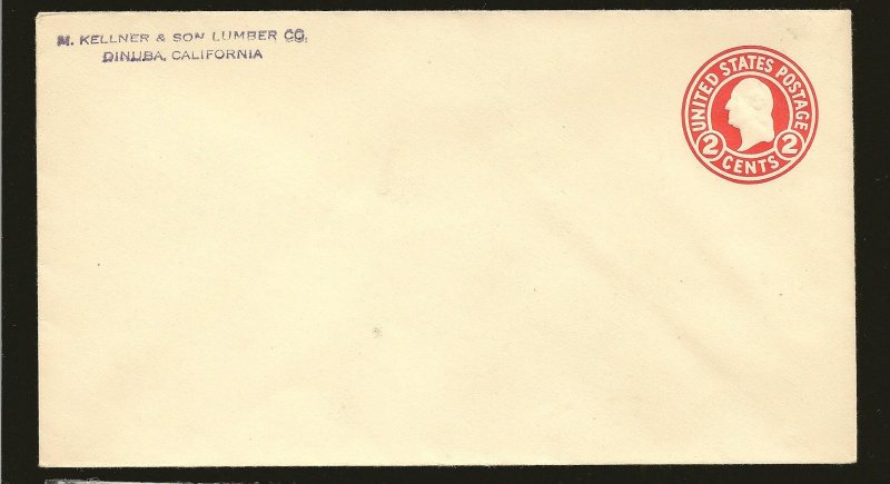 USA U429 Washington Pre-stamped 2Cent #8 Envelope Unused