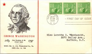 1939 FDC Coil Prexy - George Washington, 1st Pres - Washington - F21227