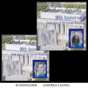 SIERRA LEONE - 2011 90th ANNIV. OF LINCOLN MEMORIAL - 2-MIN/SHT MNH