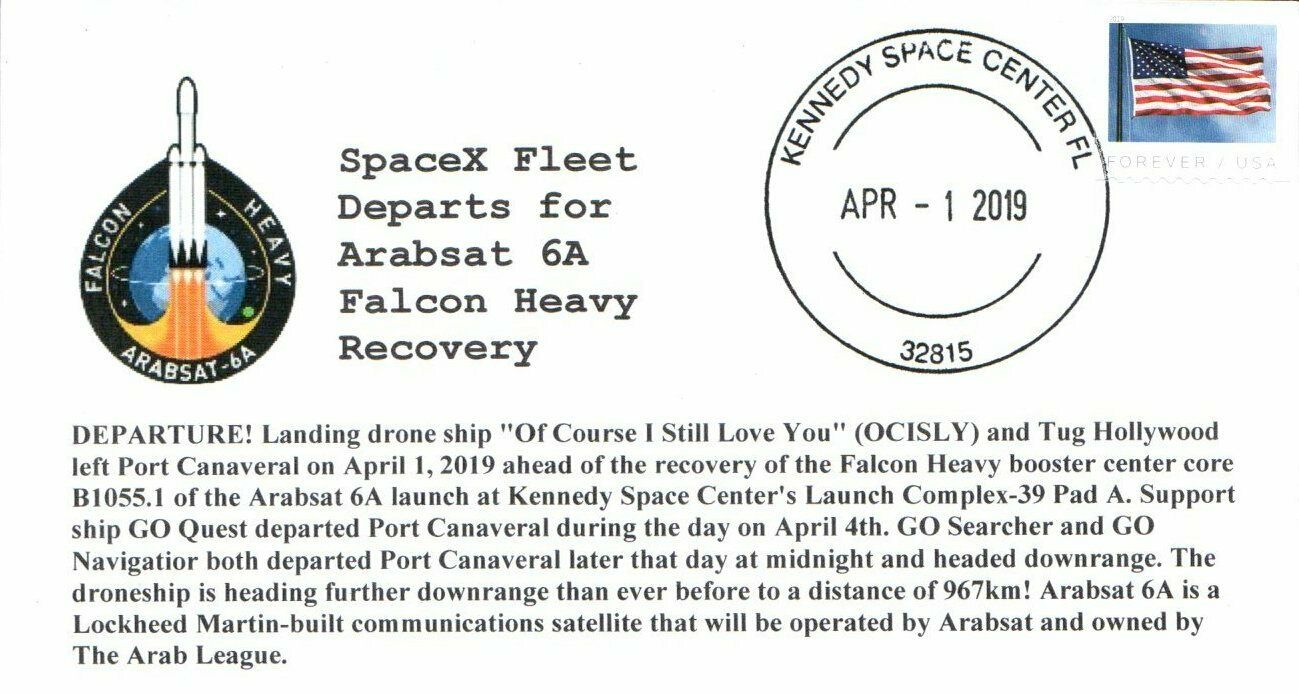 2019 SpaceX Fleet Departs for AlphaSat 6A Falcon Heavy Recovery KSC 1
