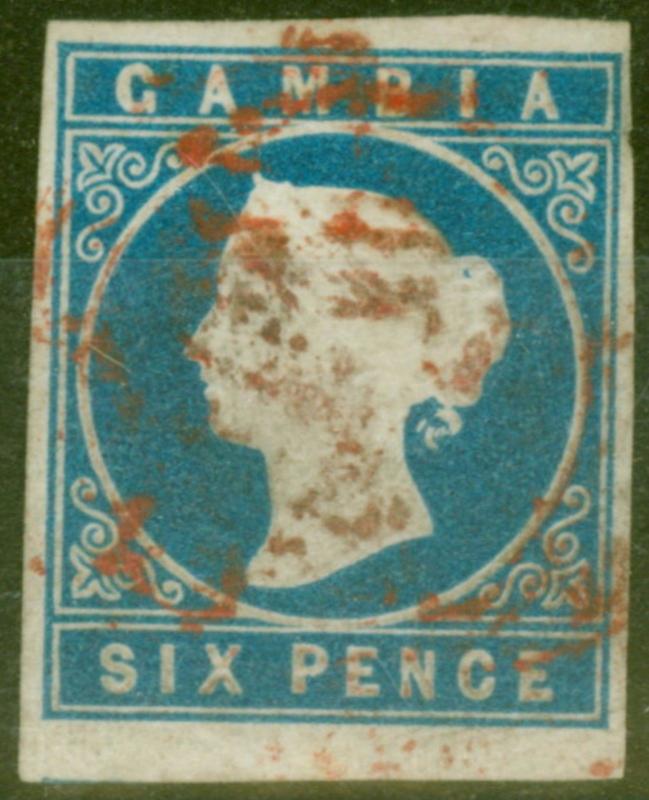 Gambia 1869 6d Blue SG3a Fine Used