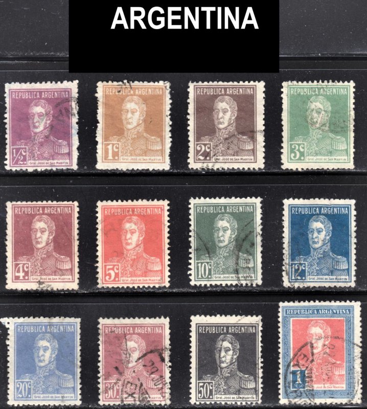 Argentina Scott 323-31, 333-35 F to VF used.