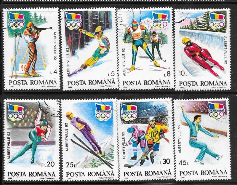 Romania #3713-3720   92 Winter Olympics set complete (U) CV $2.00