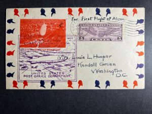 1932 USA Airmail First Flight Cover Zeppelin Akron Lakehurst NJ Washington DC