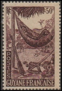 French Guiana 194 - Mint-H - 50c Woman in Hammock (1947)