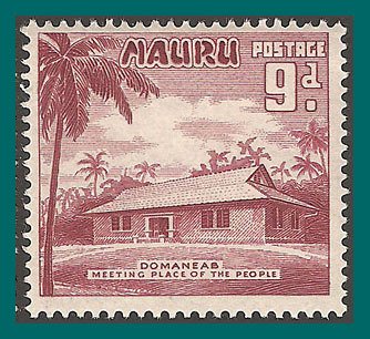 Nauru 1954 Meeting House, 9d MLH #44,SG53