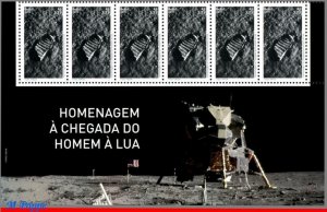 3420 BRAZIL 2019 TRIBUTE TO TRIP TO THE MOON, SPACE, APOLLO 11, STRIP MNH