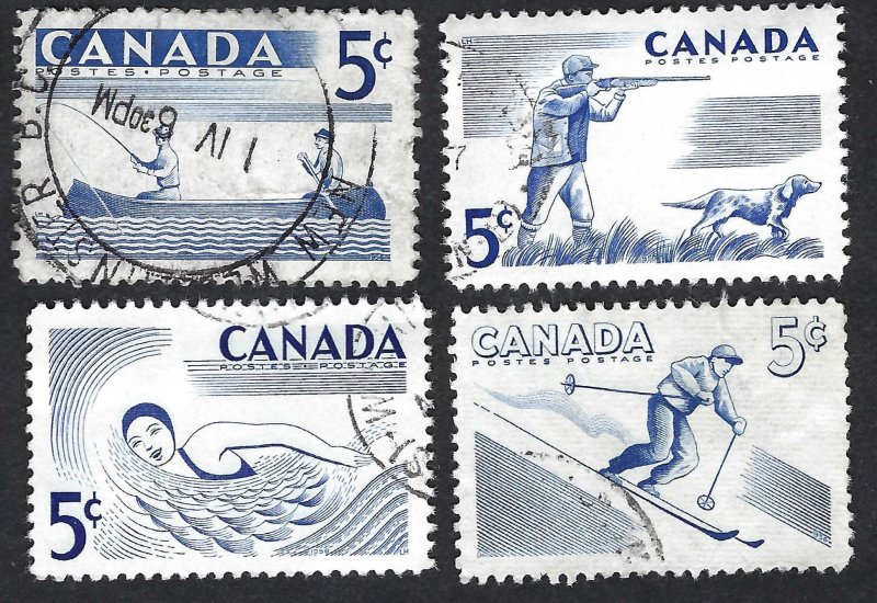 Canada #365-368 To Publicize Canadian Outdoor Rec. Facilitiesm (1957). Used.