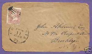 #65  COLUMBIA, PA. - c1865  DULL ROSE,  US POSTAL HISTORY COVER