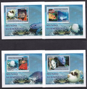 Guinea Bissau 2007 Fish 4 S/Sheets Deluxe Edition MNH**