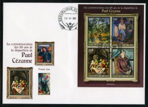 NIGER 2021 115th MEMORIAL PAUL CEZANNE PAINTING  SHEET FIRST DAY COVER