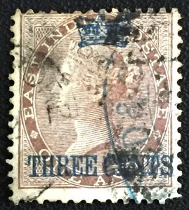 MALAYA Straits Settlements 1867 3c on India QV 1a Used SG#3 M3868