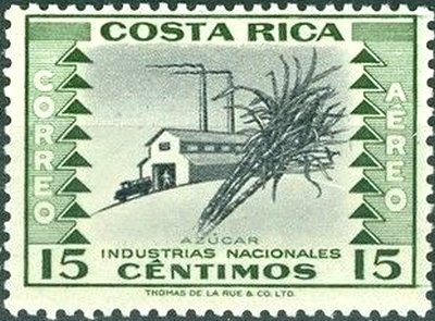 Costa Rica #C229 Air Mail Stamp 1954 15c Sugar Industry MINT OG.