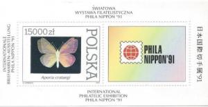 Poland 3056 (mnh s/s) 15000z black-veined white butterfly