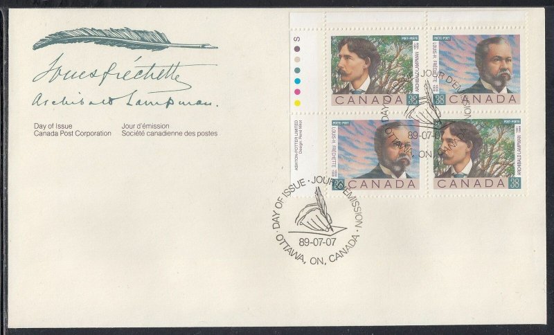 Canada Scott 1244a UL PL Blk FDC - Canadian Poets