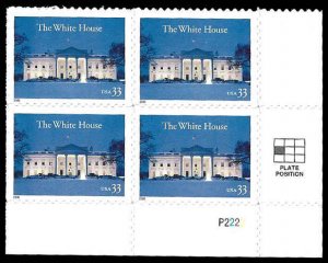 PCBstamps   US #3445 PB $1.32(4x33c)White House,  MNH, (PB-1a)