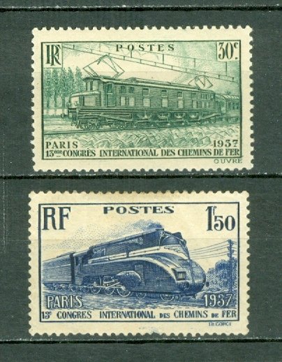 FRANCE 1937 TRAINS- #327-328 SET MINT LIGHT H...$8.00