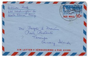 10c Jet Airliner air letter sheet used to Canary Islands, 1961