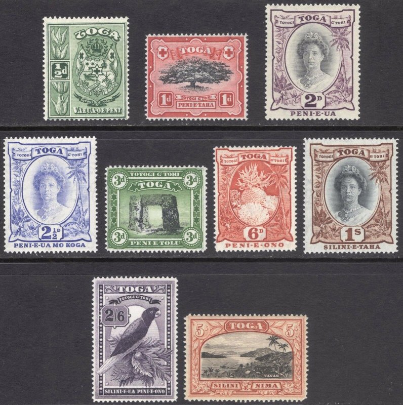 Tonga 1942 0.5d-5s Pict. Wmk Script SG 74-82 Scott 73-81 LMM/MLH Cat£65($84)