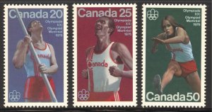 Canada Scott 664-666 MNHOG - 1975 Montreal Olympics Set - SCV $2.85