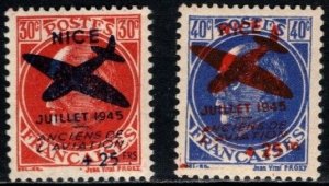 1944 France Cinderella Local Overprints Lyons Liberation Nice Aviation Set/2