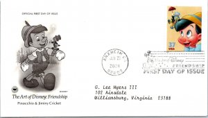 FDC 2004 SC #3865-3868 Pinochio & Jiminy Cricket - Anaheim CA - Single - J3197