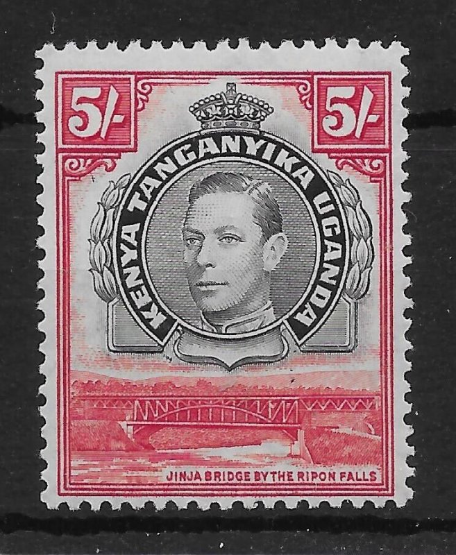 KENYA, UGANDA & TANGANYIKA SG148b 1944 5/= BLACK & CARMINE MTD MINT