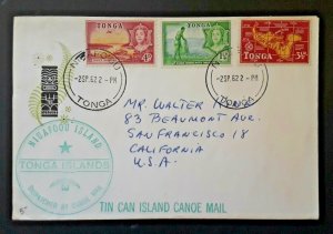 1962 Niuafo'ou Island Tonga To San Francisco CA Double Cancel Tin Can Mail