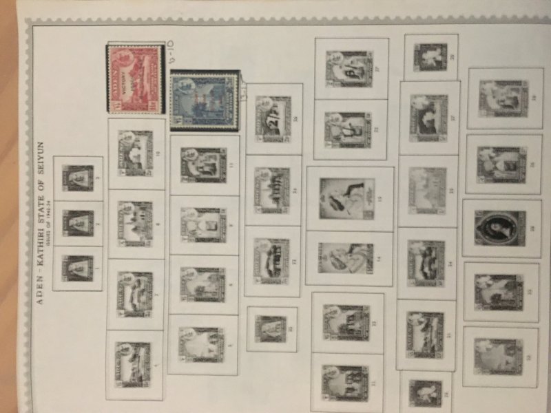 Collection of Aden stamps on Minkus pages