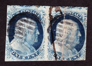 US 9 1c Franklin Used Pair