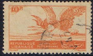 Lebanon.  Airmail issue of 1946 SC C107 SCV $1.  FU
