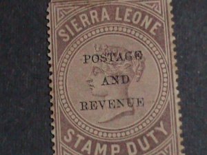 SIERRA LEONE STAMP-1859 QUEENS VICTORIA REVENUE DUTY MINT STAMP-150 YEARS OLD