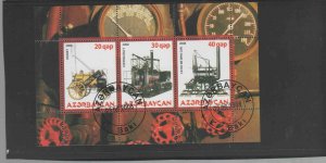 AZERBAIJAN  2008  STEAM ENGINES  MINT VF NH  O.G  CTO M/S (AZ2 )