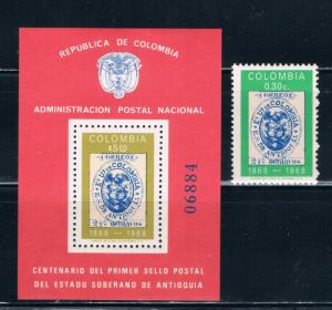 Colombia 784-85 MNH set SS Stamps on stamps (C0135)