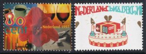 Sc# 961 / 962 Netherlands 1997 Greeting Stamps complete MNH set CV $1.60