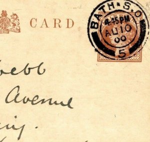 GB QV Railway ADVERT POSTAL STATIONERY CARD ½d Brown LSWR Ilfracombe Bath PE166 